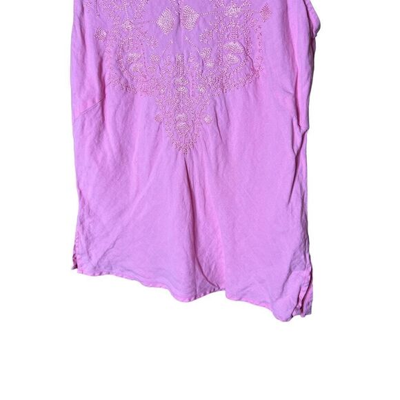 Vintage Edward Irish Linen Pink Sleeveless Embroidered Blouse Size M - Picture 3 of 7
